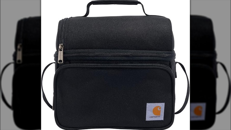 Carhartt insulated two-compartment lunch box on white background