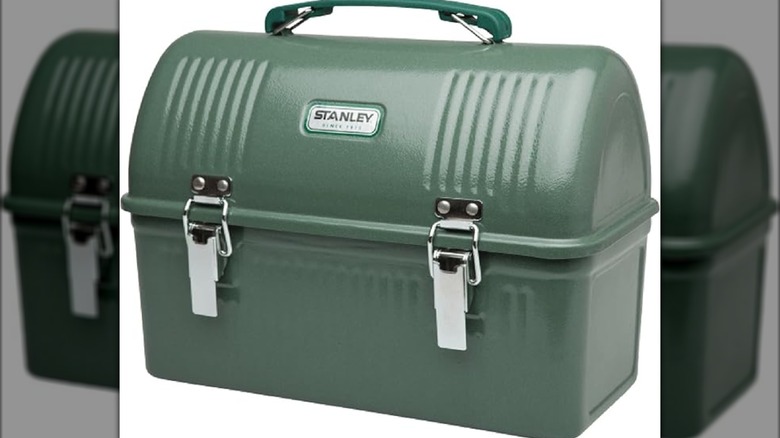 Stanley green lunch box on white background