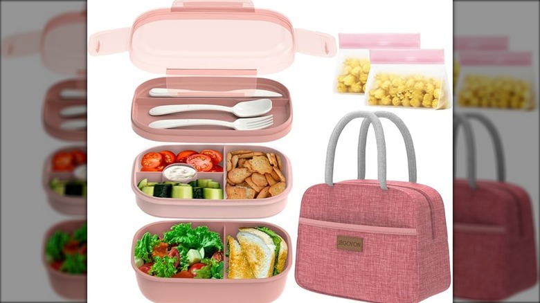 Bento lunch box set on white background