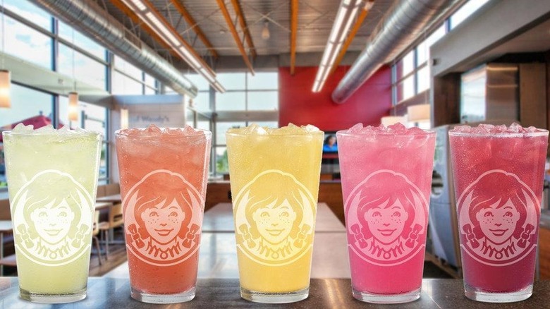Collection of Wendy's flavored lemonades in pint glasses