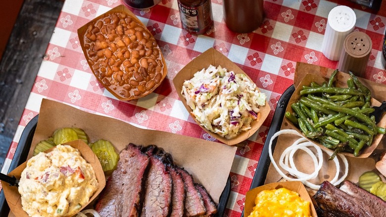 Barbecue meats and side dishes at The Original Black's Barbecue