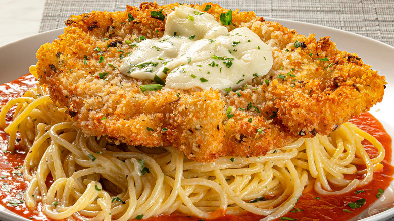 A plate of chicken Milanese at Brio Italian Grille