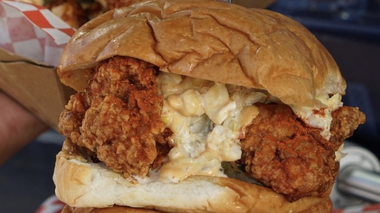 A Bad CHX chicken sandwich with slaw