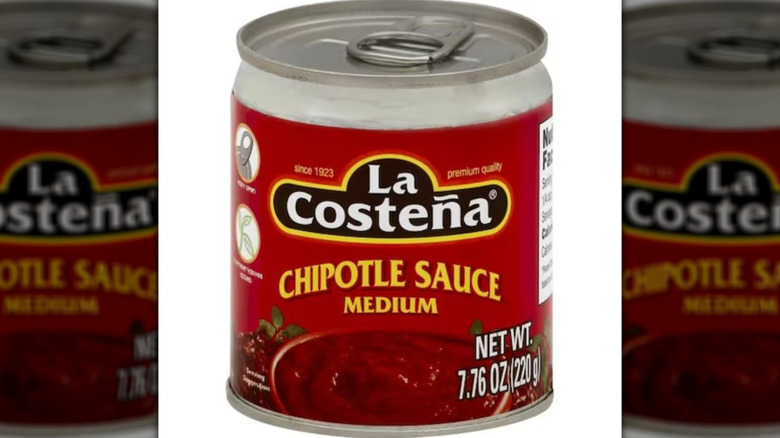 La Costeña Chipotles in a red and silver can with a pop top