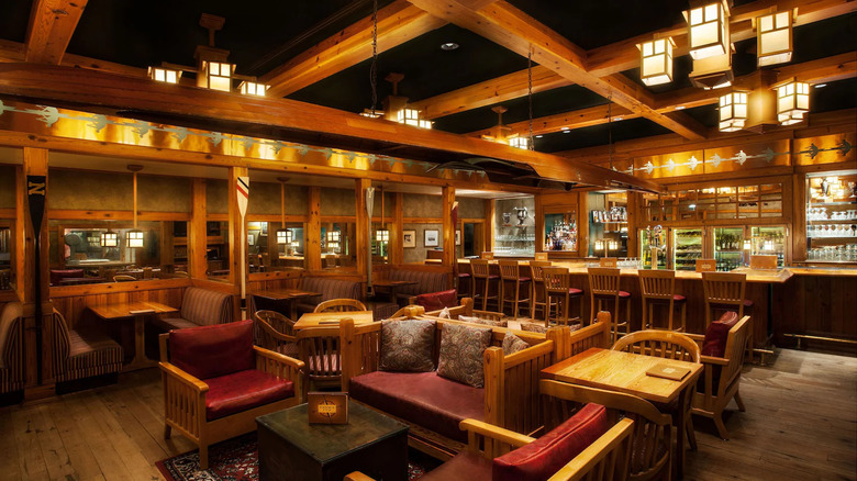 Wood-paneled bar and lounge