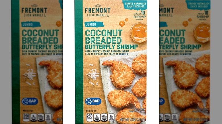 Package of Fremont Fish Market Jumbo Coconut Breaded Butterfly Shrimp