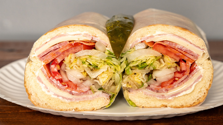 Italian sub cut in half