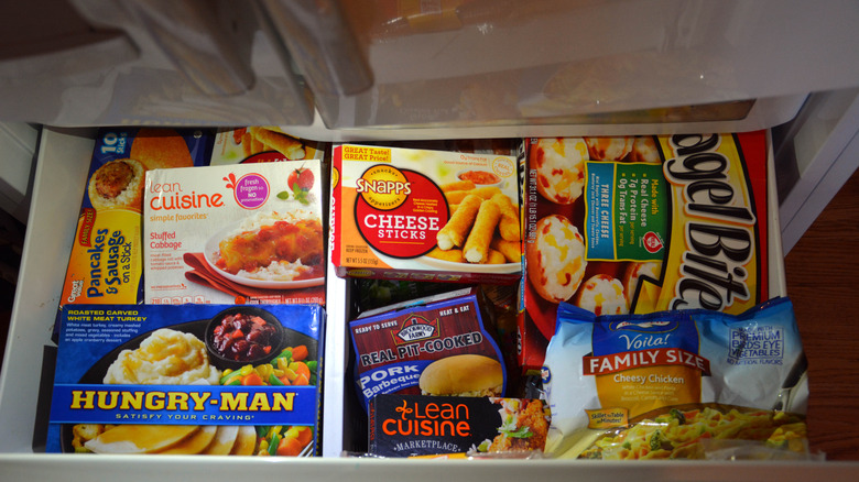 Freezer foods in a freezer