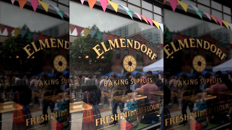 Front window at Elmendorf Baking Supplies and Cafe