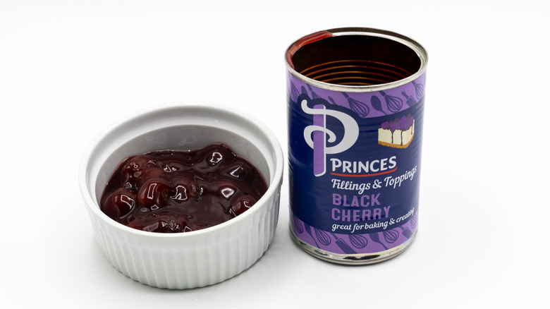 Princes pie filing in a bowl with can
