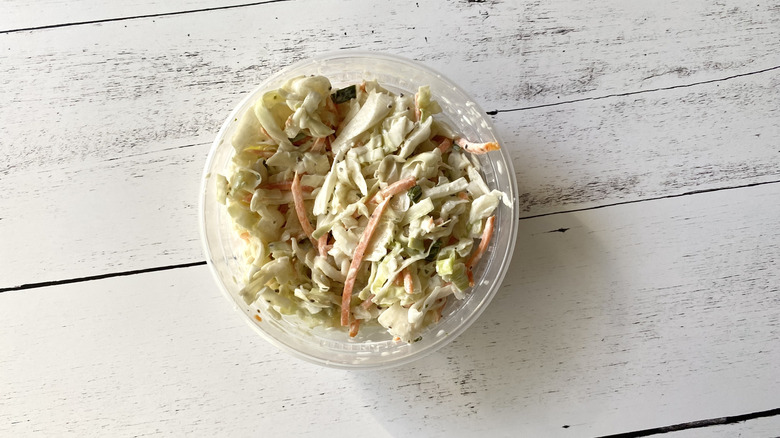 Smokey Bones coleslaw in a clear plastic container