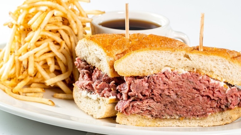 A French Dip sandwich with fries at J. Alexander's restaurant