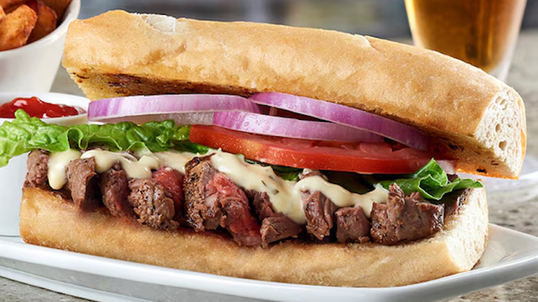 A steak sandwich on a plate at Ruth's Chris Steak House