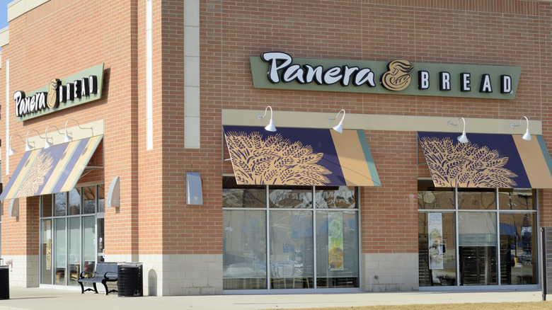 a Panera Bread location in a strip mall