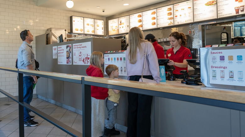 Customers queuing at Chick-fil-A