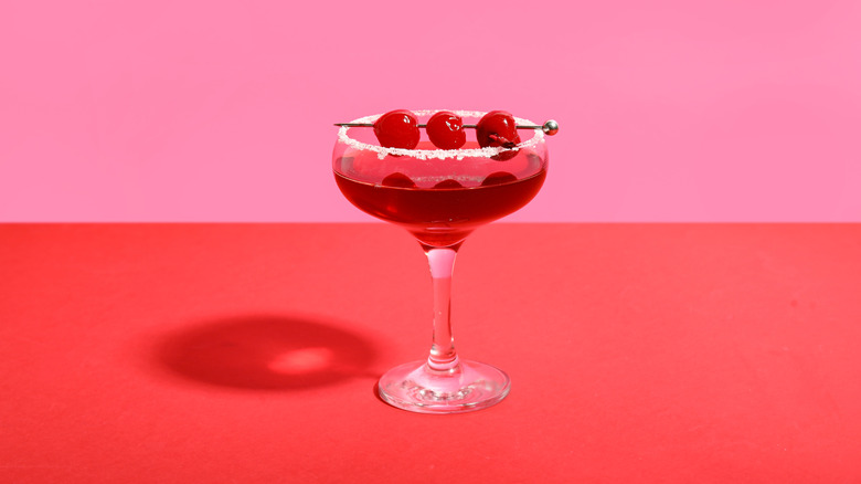 Cherry Cosmopolitan with a pink and red background