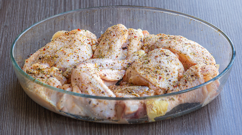 Seasoned chicken in a bowl