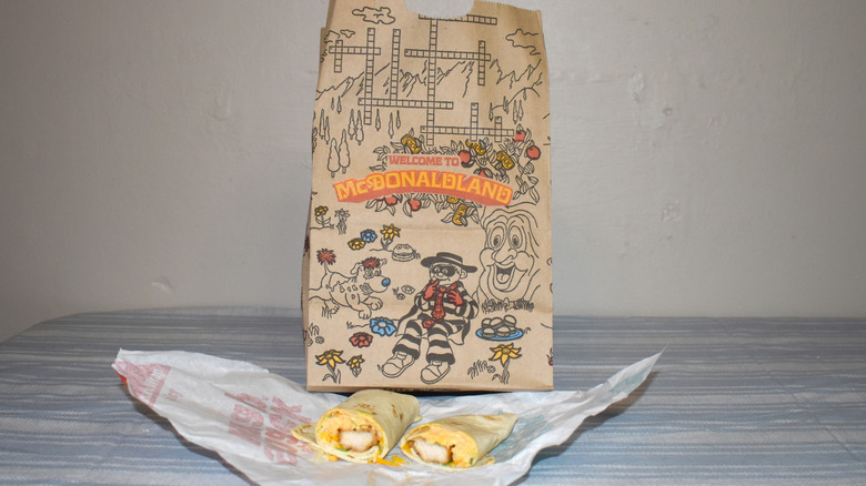 Spicy Snack Wrap in front of McDonald's bag