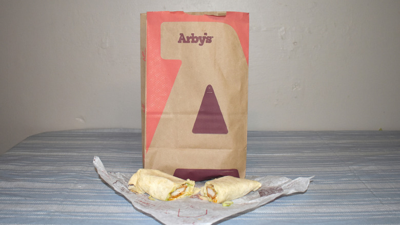 Ranch Chicken Wrap in front of Arby's to-go bag
