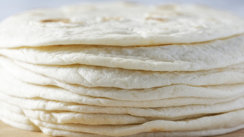 A stack of flour tortillas