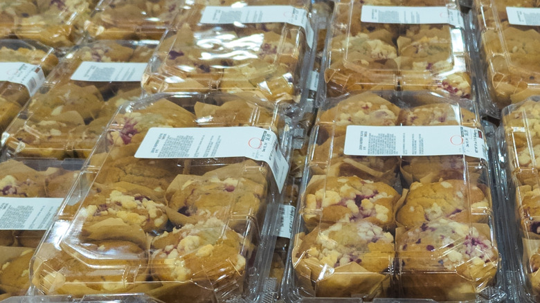 Stacks of six-packs of Costco muffins