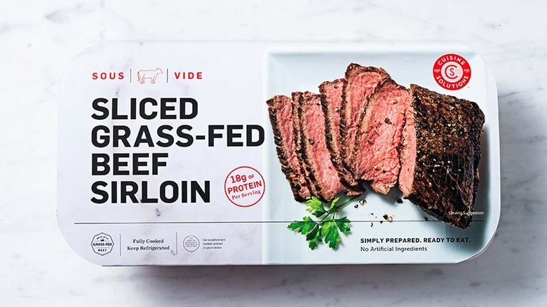 A package of Cuisine Solutions sliced, grass-fed beef sirloin