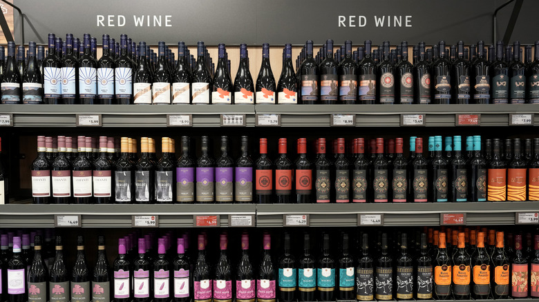 Aldi's wall of red wine