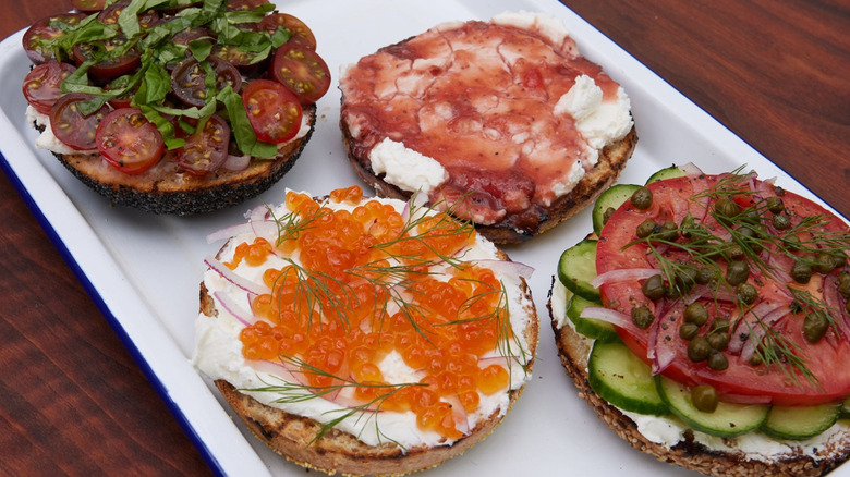 Bagels with various toppings available at Jyan Isaac's