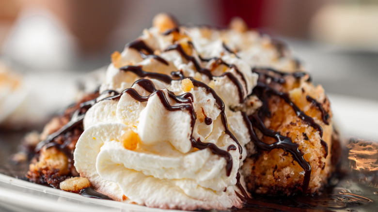 Close-up shot of somlói galuska.