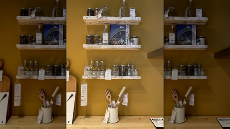Display of kitchen accessories at Ikea