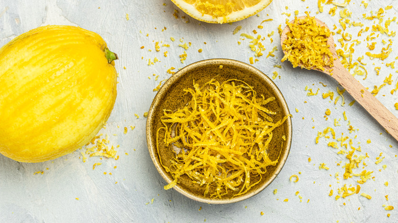 Bowl of lemon zest