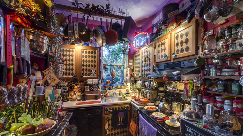 Personalized and cluttered kitchen