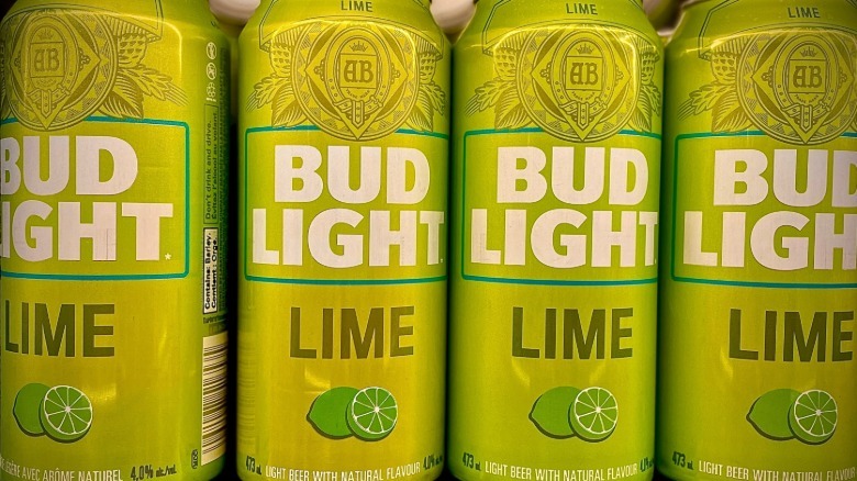 Line of cans of Bud Light Lime