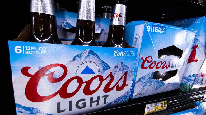Cases of Coors Light on display for sale