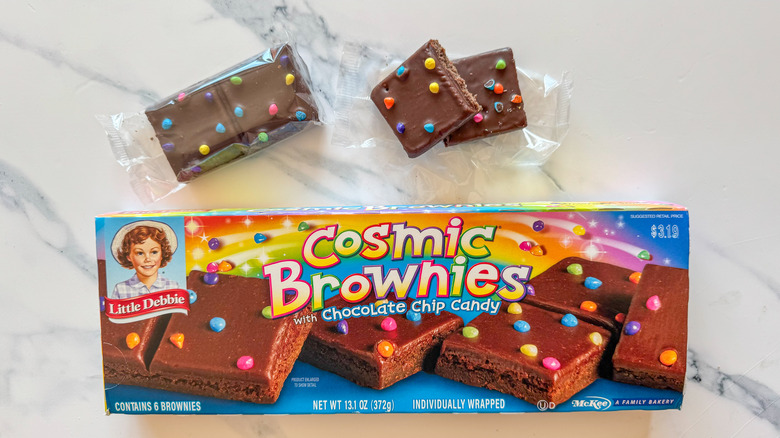 Cosmic Brownies on marble surface