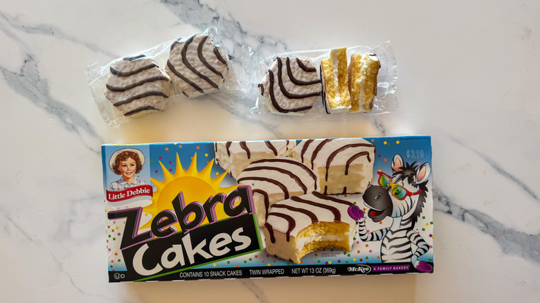 Zebra Cakes on marble surface