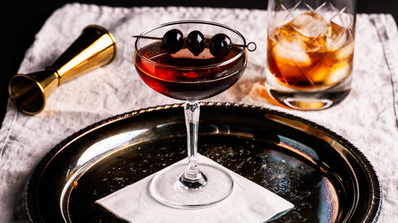 Manhattan cocktail on napkin
