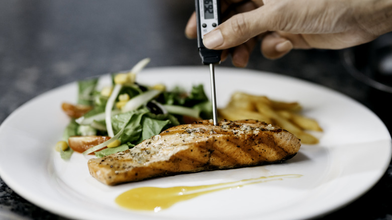 Meat thermometer in fish