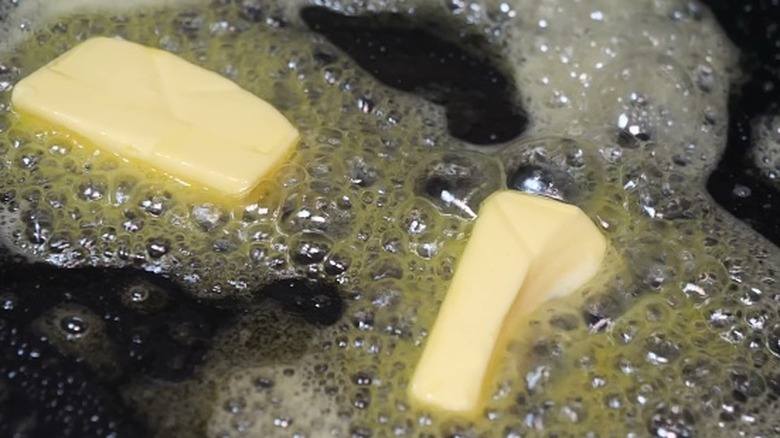 Melting butter in a skillet