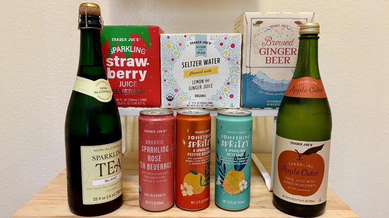 A group of nonalcoholic beverages from Trader Joe's