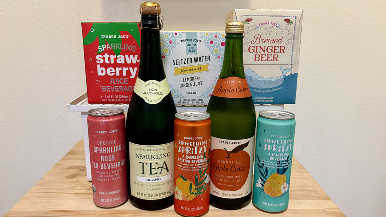 A group of nonalcoholic drinks from Trader Joe's