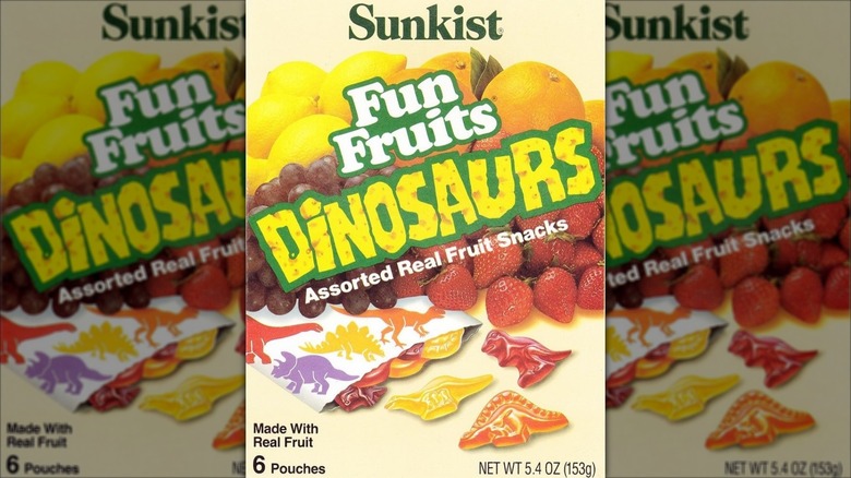 A box of Sunkist Fun Fruits Dinosaurs