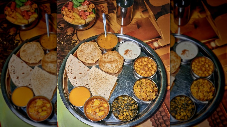 Appetizer platter at Indian restaurant