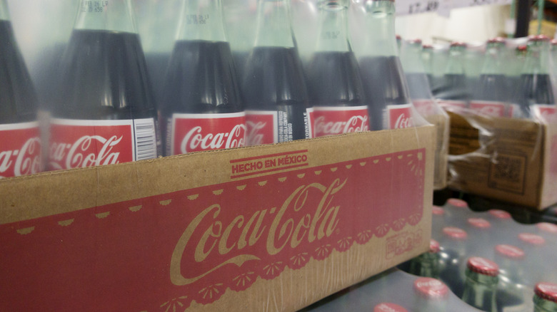 Packs of Mexican Coca Cola at a Costco warehouse