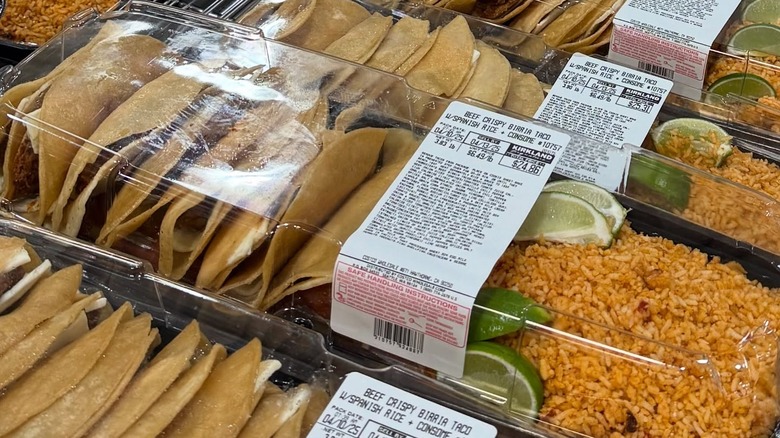 Packages of birria tacos at a Costco warehouse