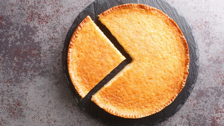 buttermilk pie on a slate table