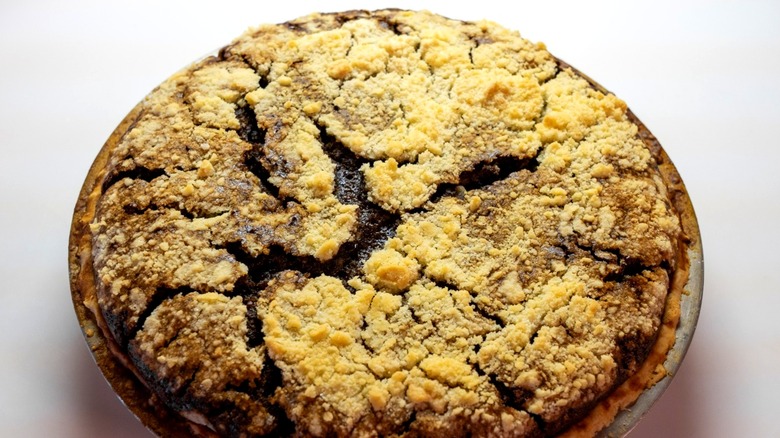 Pennsylvania Dutch shoofly pie on white background