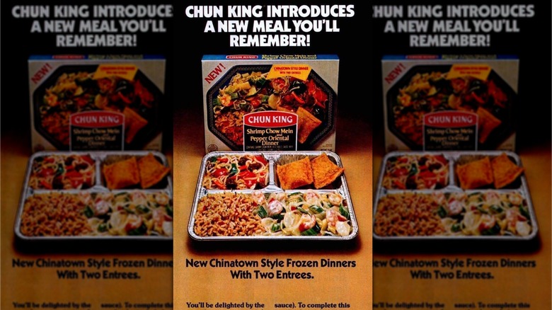 An ad for Chun King Shrimp Chow Mein frozen dinner