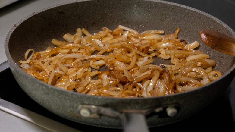 A pan with rich, caramelized onions
