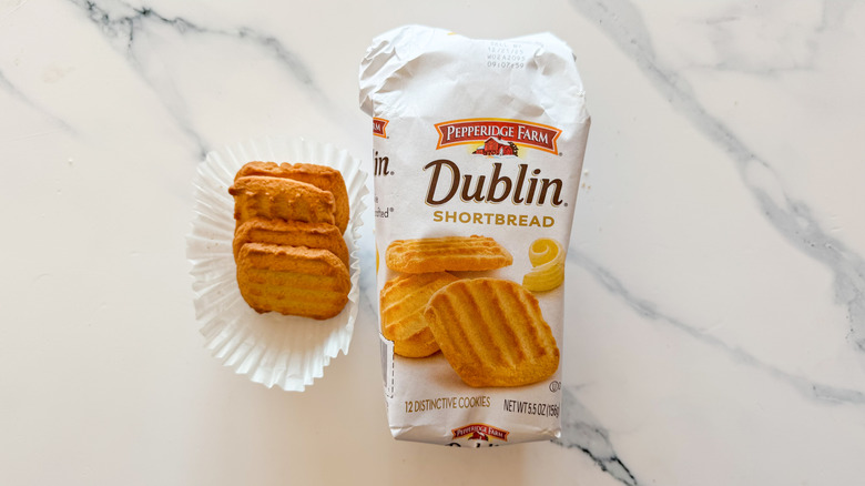 Dublin Shortbread cookies on marble countertop